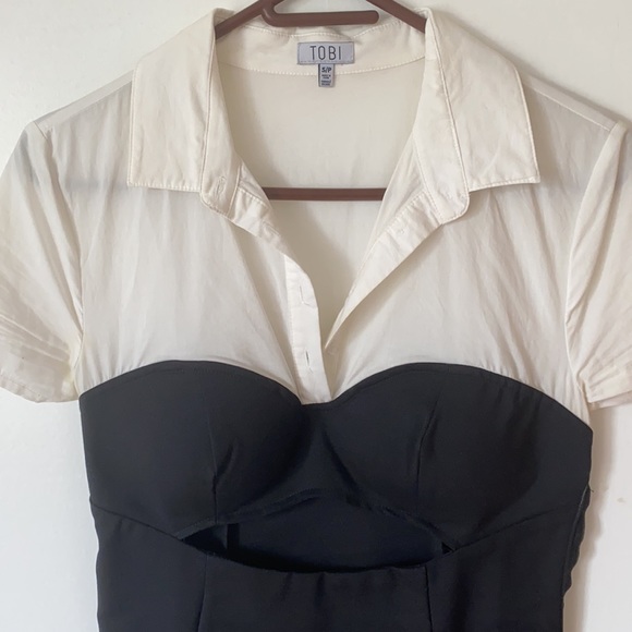 TOBI ILLUSIONISTA BLACK & WHITE BODYCON DRESS size S - Picture 6 of 6